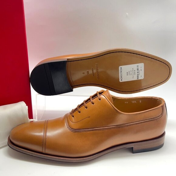 Salvatore Ferragamo Fermin Brown Leather Shoes Men Oxfords Shoes Size 10.5D - Picture 7 of 15